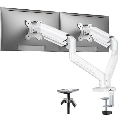 Monitor arm Dual desk mount heavy Duty Fully Adjustable Steel Stand, Holds 2 Computer Screens up to 30 inches and Max 22lbs Each