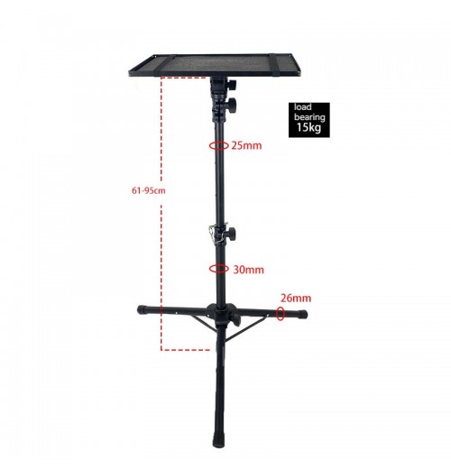 Tripod Floor Stand Metal Computer Desk with Projector Mounts for Home or Office Use