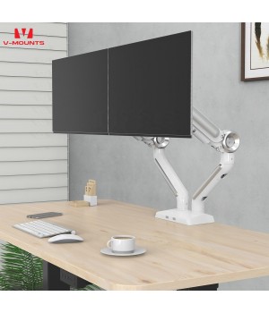 V-mounts Aluminum Alloy Double Arms Manual Monitor Mount stand For Two Monitors