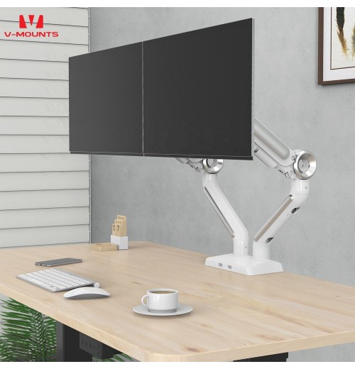 V-mounts Aluminum Alloy Double Arms Manual Monitor Mount stand For Two Monitors