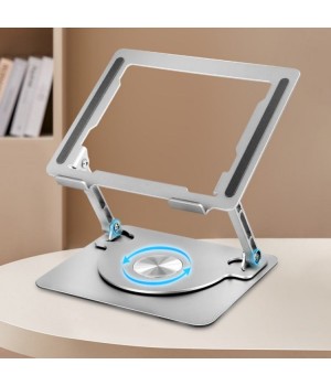 Adjustable portable foldable aluminum alloy laptop stand 360 rotation computer support with hollow heat dissipation for office