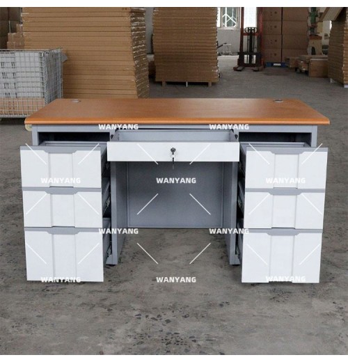 kd structure wooden top commercial teacher staff computer standing steel drawer table home furniture metal modern office desks