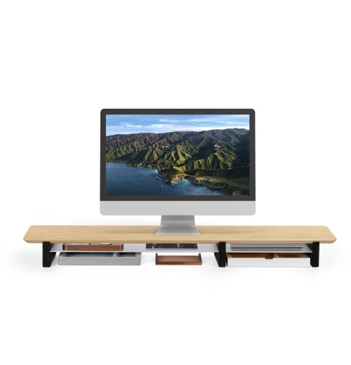 2024 New SAMD Wooden Office Monitor Stand Laptop Stand for Desk Computer Studio Monitor Riser Desk Shelf MonitorStand Home Use