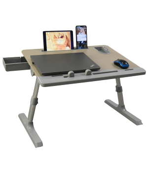 Ergonomic Wooden Laptop Stand with Aluminum Frame - Adjustable and Foldable for Home or Office Use