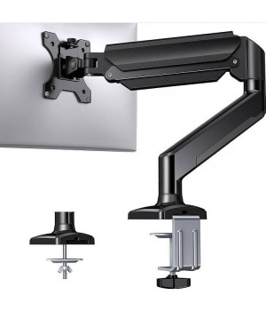 Single Monitor Mount, 13 To 32 Inch Gas Monitor Arm, Adjustable Stand, Vesa Mount With Clamp And Grommet Base