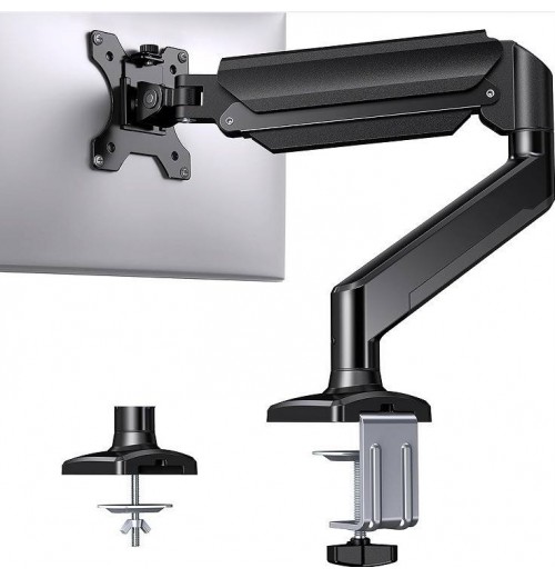 Single Monitor Mount, 13 To 32 Inch Gas Monitor Arm, Adjustable Stand, Vesa Mount With Clamp And Grommet Base