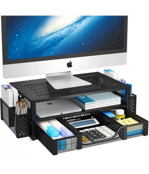 Wholesale Manufacture Office Storage Computer Stand OEM ODM Monitor Stand Metal Computer Desk Organizer PC Holders With Drawers