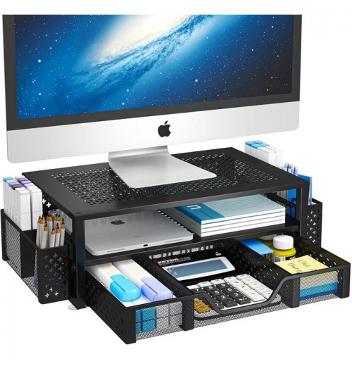 Wholesale Manufacture Office Storage Computer Stand OEM ODM Monitor Stand Metal Computer Desk Organizer PC Holders With Drawers