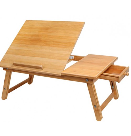 High Quality Laptop Desk Bamboo Wooden Foldable Adjustable Table Computer Lap Desk With Drawer